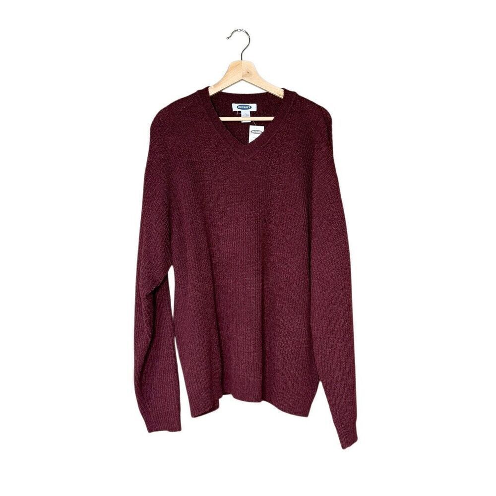 Old Navy NWT burgundy V neck wool blend sweater size XL
